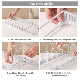 Gslife Kệ Để Nắp Nồi Nhà Bếp Có Thể Điều Chỉnh 7/10 Thanh, Giá Để Nồi Chảo Đĩa Thớt Đen/Trắng