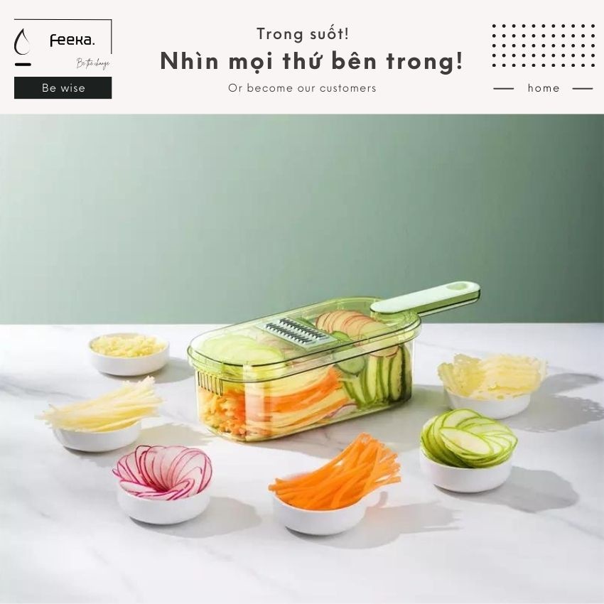 Bộ nạo sợi rau củ đa năng FEEKA 6 lưỡi dao, đồ bào rau củ đa năng cao ...