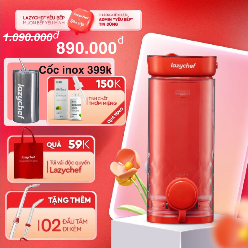 Máy Tăm Nước Cầm Tay Mini Lazychef LC-01TN 3s - Tăm Nước Vệ Sinh 3 chế độ, Làm Sạch Bằng Sóng Siêu Âm — ảnh 1
