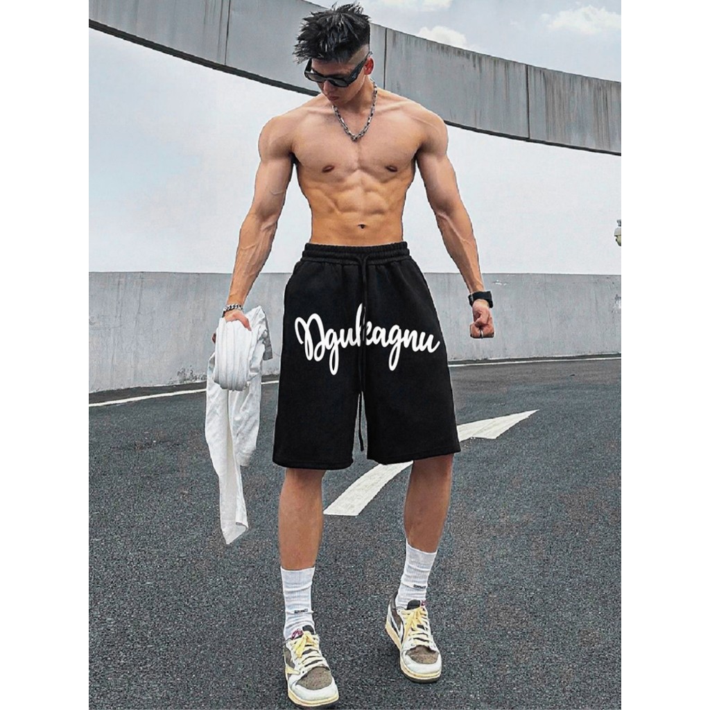 Quần Thun Ngố Nam Họa Tiết Chữ DgukAgu Nổi Bật Jayzey Short Nỉ Đùi Dày Dặn Có Túi Kết Hợp Dây Rút