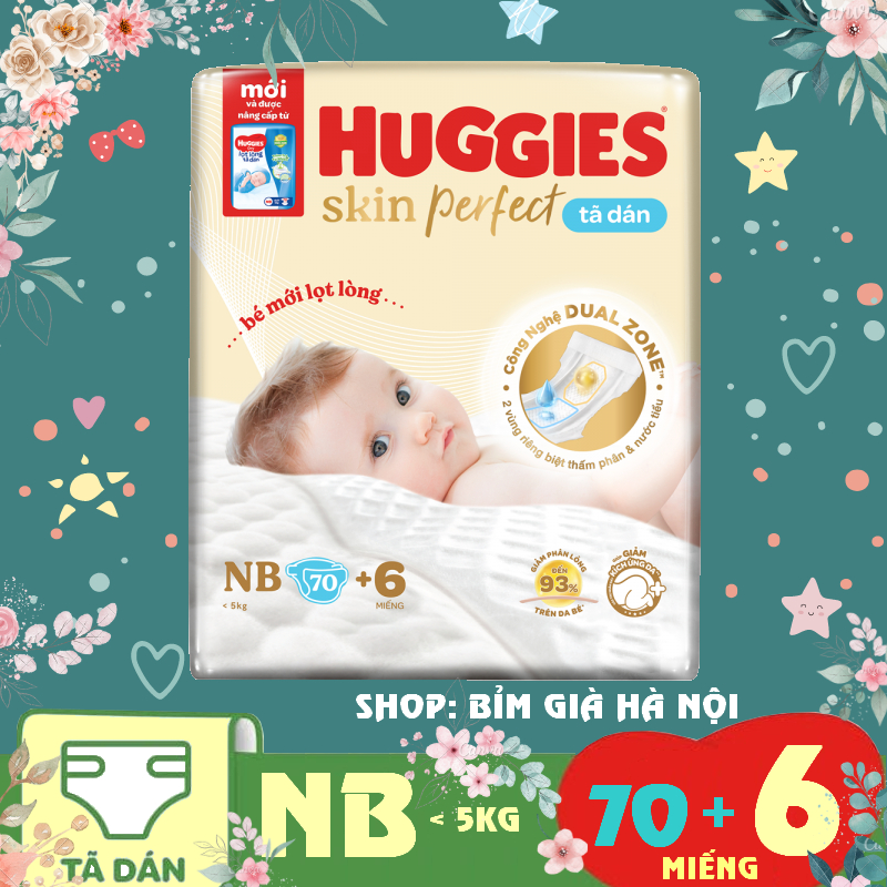 Newborn Huggies Tã/bỉm dán sơ sinh Huggies Skin Perfect NB 70 miếng+6 ...