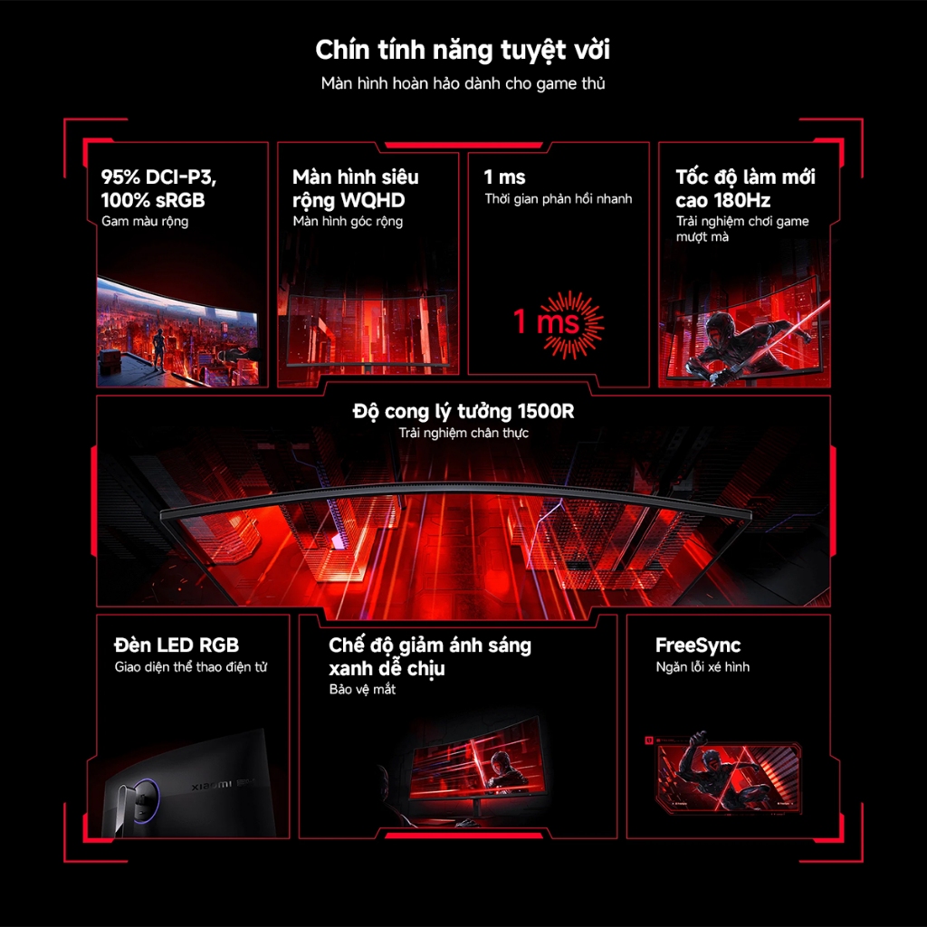 Ảnh Màn hình máy tính Xiaomi 2K Curved Gaming Monitor G34i 34inch-Tần Số Quét 180Hz - Bảo Hành 36 Tháng 3