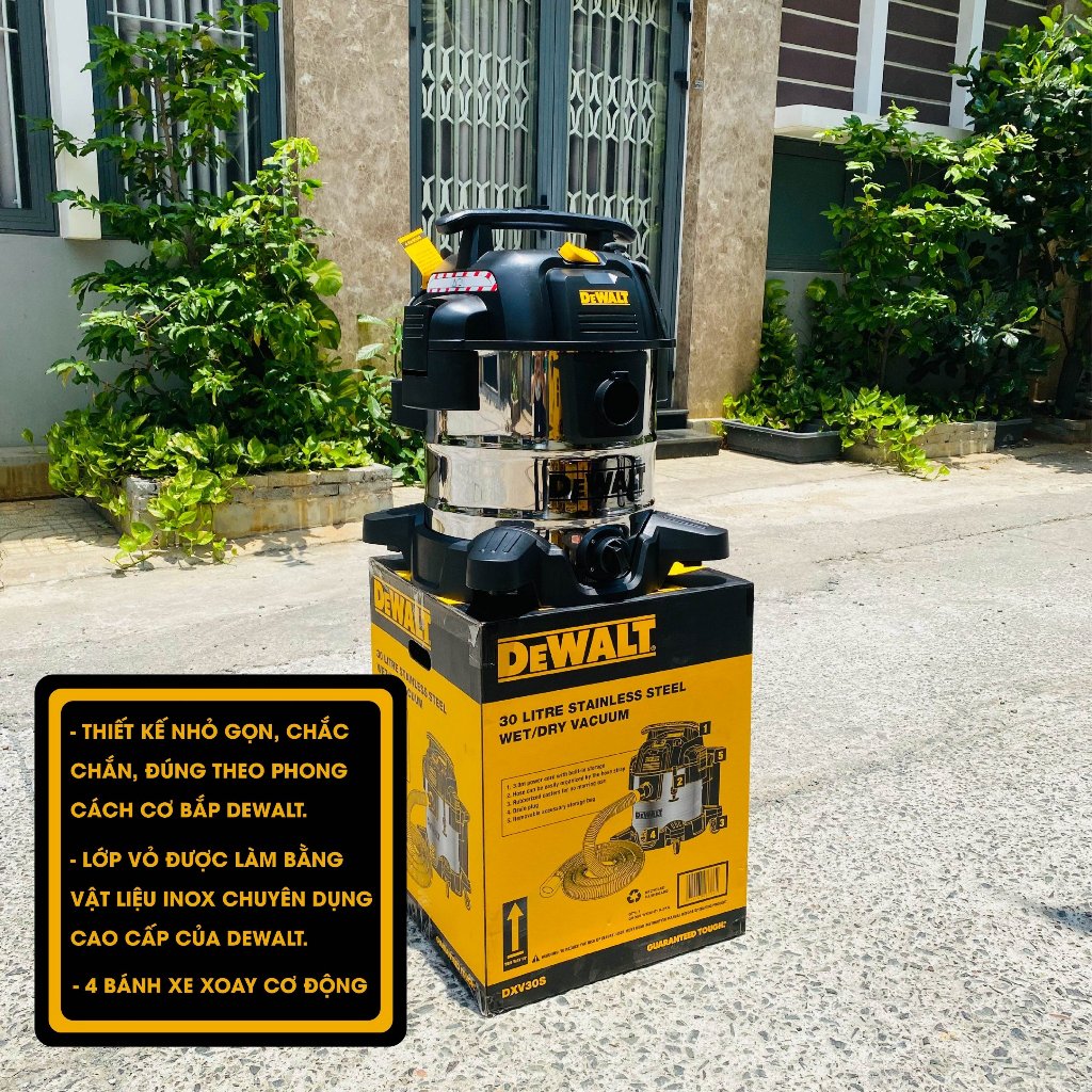 Máy Hút Bụi Công Nghiệp DEWALT Hút Khô - Hút Nước -Thổi,  Dung Tích 30L DXV30SC