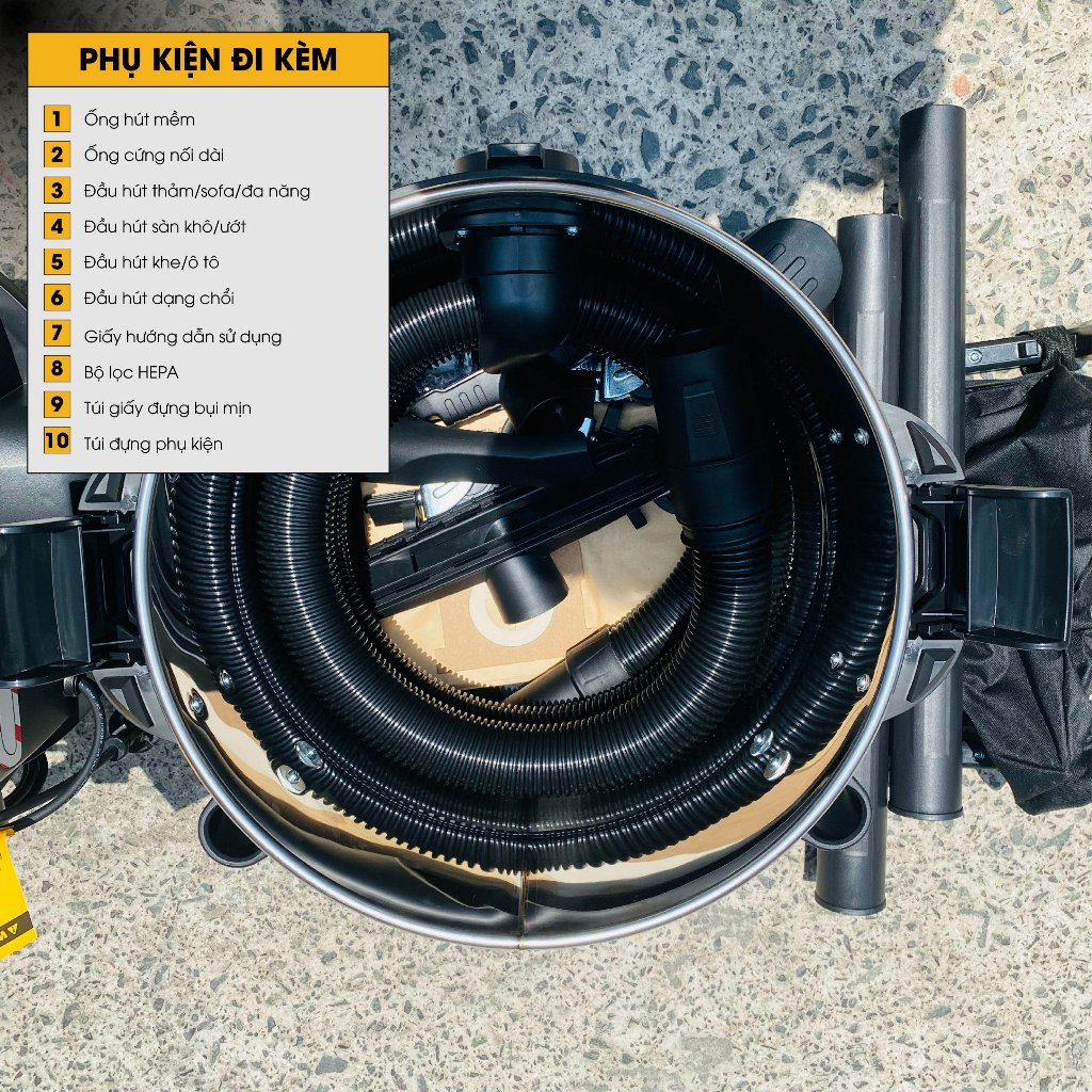 Máy Hút Bụi Công Nghiệp DEWALT Hút Khô - Hút Nước -Thổi,  Dung Tích 30L DXV30SC