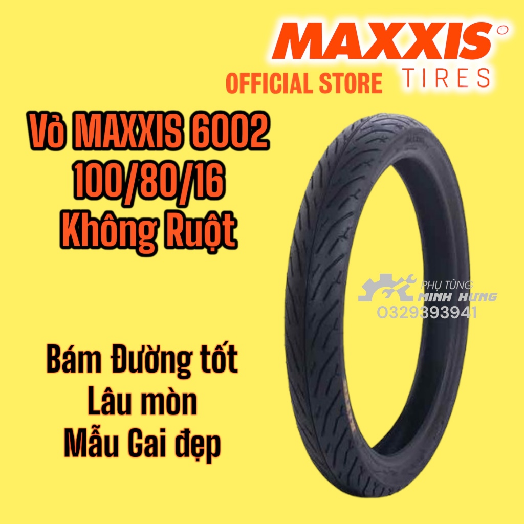 Vỏ Lốp Xe Máy Maxxis 100/80/16 MA-6002 TL ( Không Ruột ) | Shopee Việt Nam