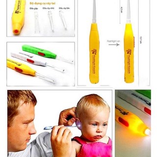 Dụng Cụ Lấy Ráy Tai Có Đèn Đầu Mềm An Toàn Cho Bé - Lấy Ráy Tai Có Đèn 3 Đầu  -  Alulu.store