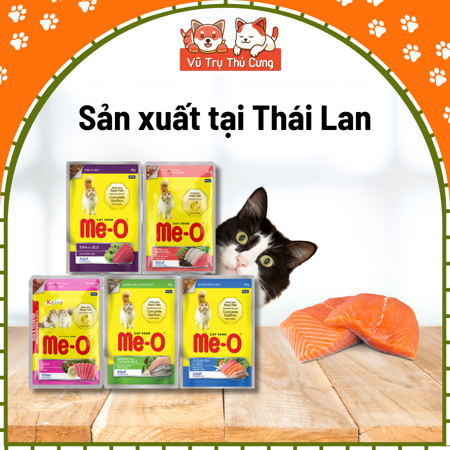 Combo 10 Gói Pate Cho Mèo Me-O Wet Thái Lan 80g