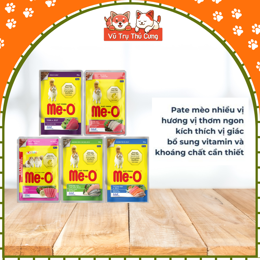 Combo 10 Gói Pate Cho Mèo Me-O Wet Thái Lan 80g