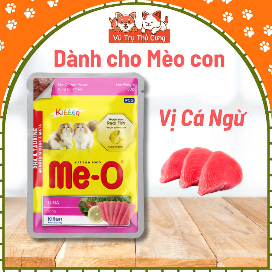 Combo 10 Gói Pate Cho Mèo Me-O Wet Thái Lan 80g