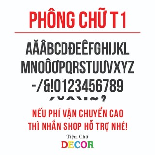 Chữ Alu Đen Bóng Gương 10cm dày 3mm T1 font In Hoacó chân trang trí dán tường - biển quảng cáo
