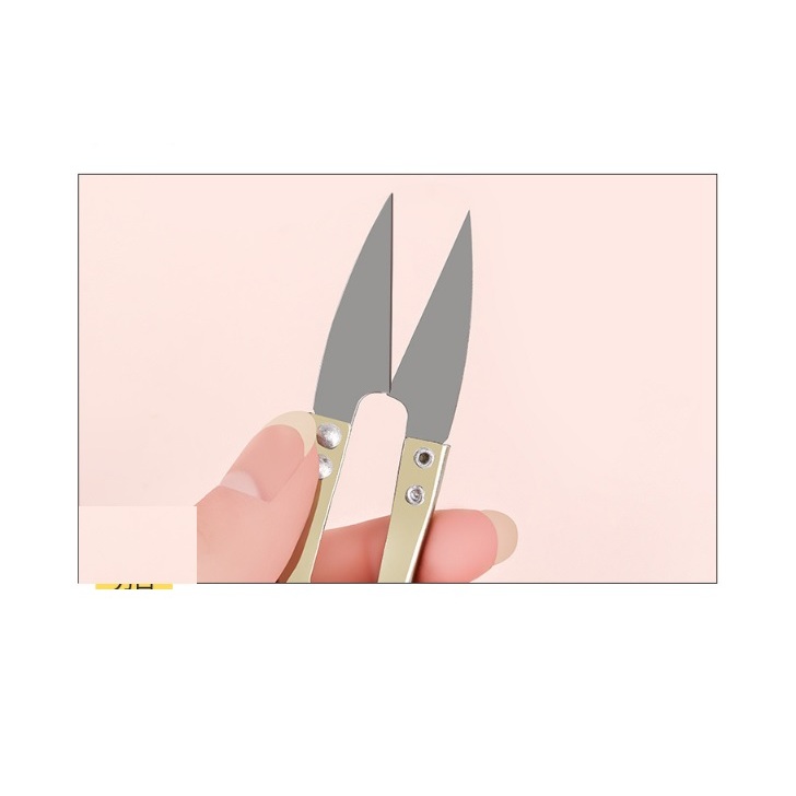 Kéo Bấm Chỉ, Kéo Cắt Chỉ cán kim loại màu vàng, tiện dụng siêu bền - KCC002