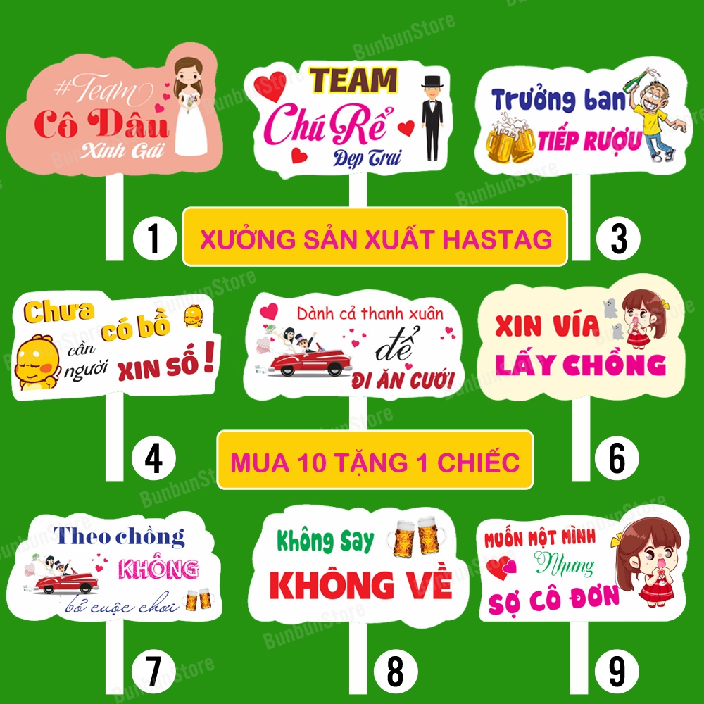 Hagtag cầm tay đám cưới, bảng cầm tay đám cưới - Tặng đủ phụ kiện tay ...
