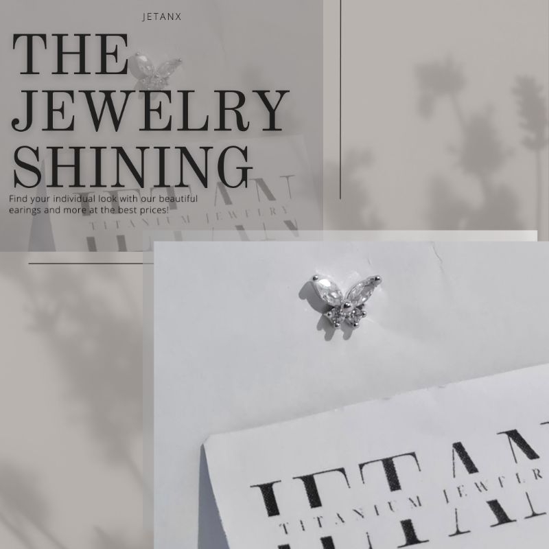 Khuyên Tai Bướm Đá WHITE BUTTERFLY JetanX (1 chiếc)