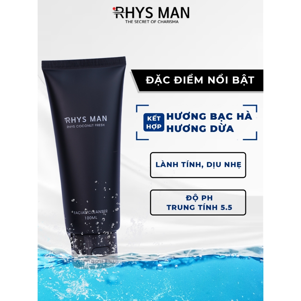 Sữa rửa mặt nam RHYS MAN hương dừa thơm mát Rhys Coconut Fresh 100ml ...