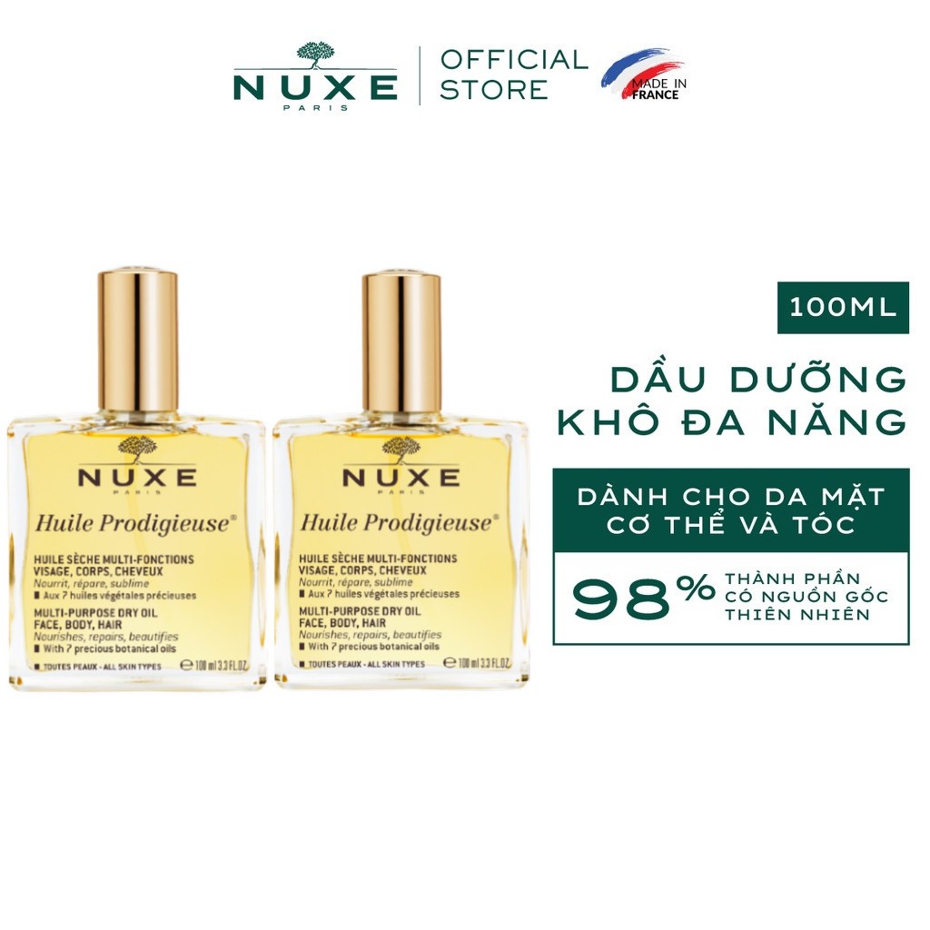 [Chỉ 6-10.7 - Tặng Quà 1125K] Combo 2 Dầu dưỡng khô đa năng Nuxe Huile Prodigieuse® 100ml
