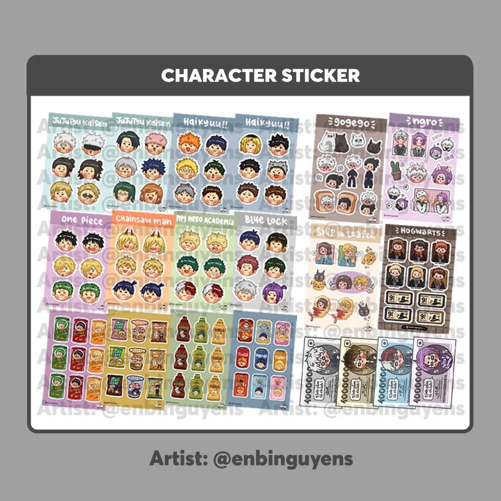 Dán Nhãn Sticker Anime Lấp Lánh Mha, Hq, Csm, Op, Bllk, Jjk, Skip To 