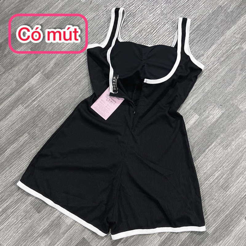 Jumsuit body hở lưng có mút, áo liền quần đi biển chạy viền tôn dáng sang chảnh G80