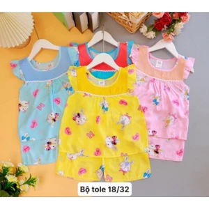 Bộ cộc tay chất tole , lanh mặc nhà cho bé trai và bé gái