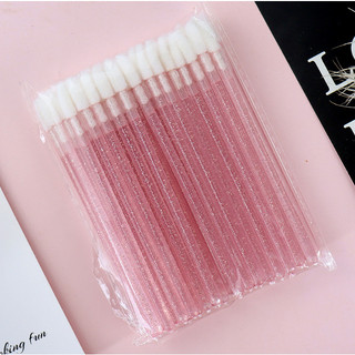 Bịch 50 cái Tăm bông chà mực Kim tuyến, đầu tăm lông mịn thấm hút nước, cọ tô son môi , thoa dưỡng môi tiện lợi