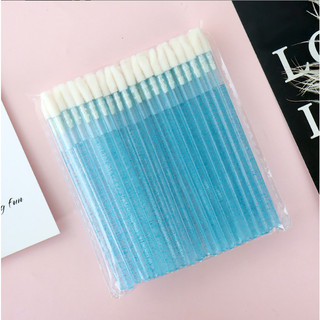 Bịch 50 cái Tăm bông chà mực Kim tuyến, đầu tăm lông mịn thấm hút nước, cọ tô son môi , thoa dưỡng môi tiện lợi