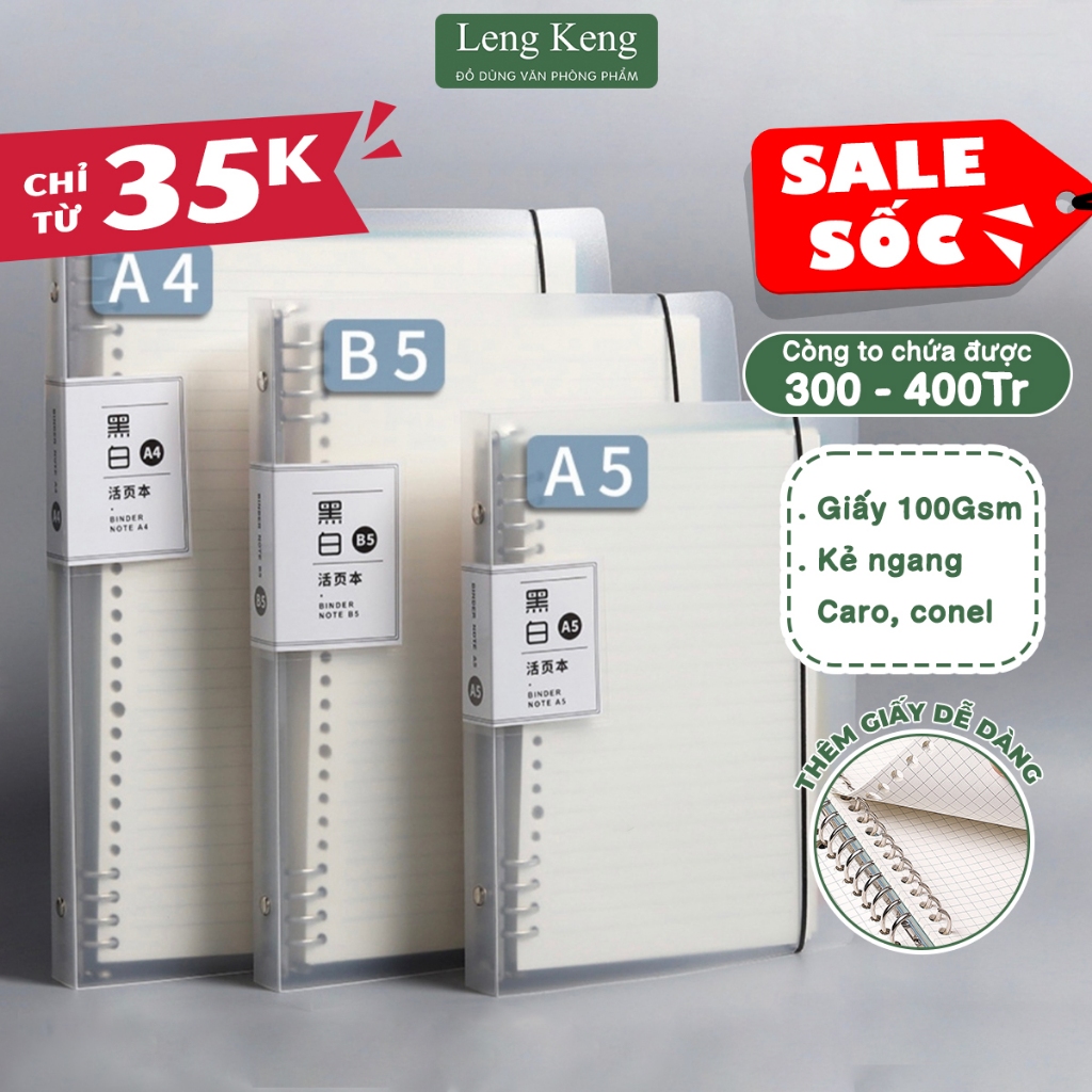Sổ còng Leng Keng bìa sổ còng A4 A5 B5 binder còng sắt 20 26 30 còng ...