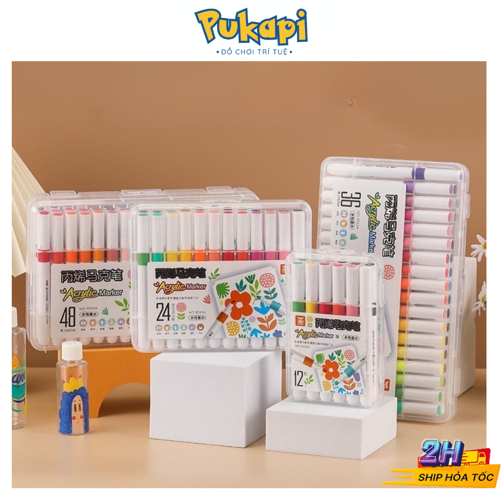 Bút Màu Acrylic Marker 12 24 36 48 60 80 Màu Cao Cấp Màu Sắc Tươi Sáng  Bút Lông Màu - Đồ Chơi Cho Bé PUKAPI