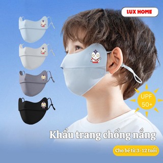 Khẩu trang chống nắng trẻ em LUXHOME chống tia UV thoáng khí có nút chỉnh dây, Khẩu trang vải 2 lớp