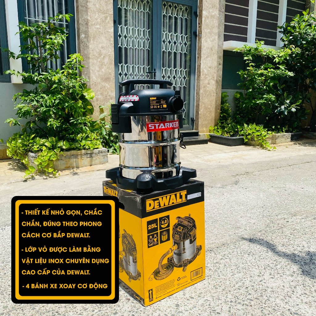 Máy hút bụi công nghiệp 3 chức năng ướt / khô / thổi 25L - 15Kpa Dewalt DXV25SA - Hàng chính hãng