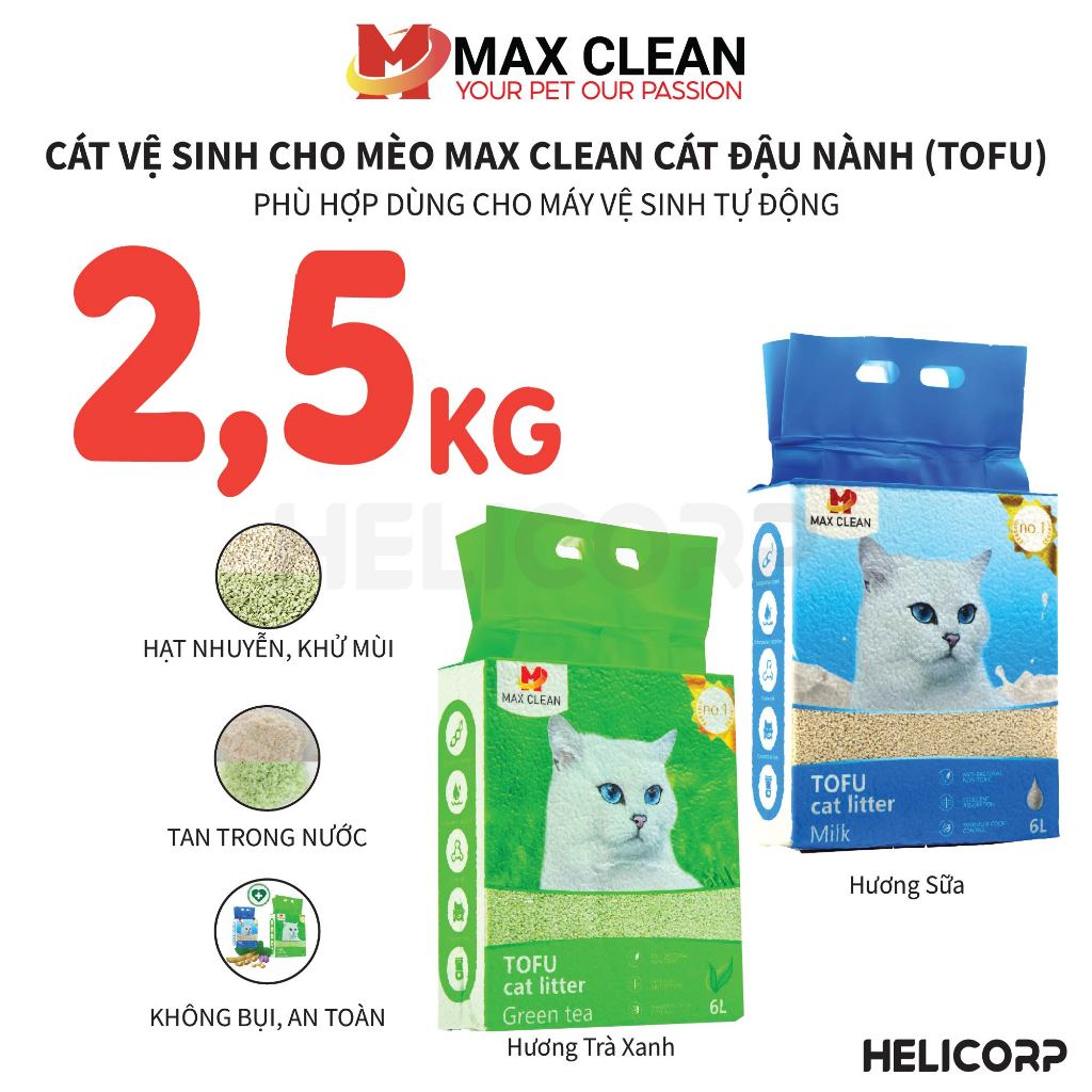 Ảnh Cát Vệ Sinh Cho Mèo, Cát Mèo Đậu Nành Tofu Max Clean 2.5KG 1