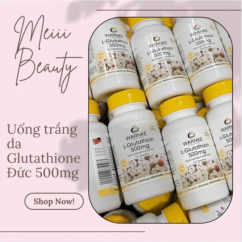 warnke l glutathione 500mg Viên uống Warnke L-Glutathione Đức 500mg hỗ trợ trắng da 100 viên