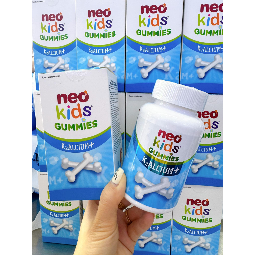 [Mua 3 tặng 1]Canxi Neo Kids Gummies K2ALCIUM+,bổ sung Canxi kết hợp vitamin D3 và K2 Giúp con cao lớn hộp 60 viên nhai