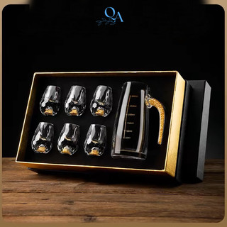 Bộ Ly Mắt Trâu 24K | Bộ 6 Ly Rượu Kèm Bình Rót Pha Lê, 24K kèm hộp quà tặng đẹp