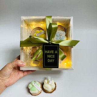 (Mica+RB trơn+Tag) Combo set quà tặng nến thơm hình chân cún kèm phụ kiện xinh xắn, sang trọng