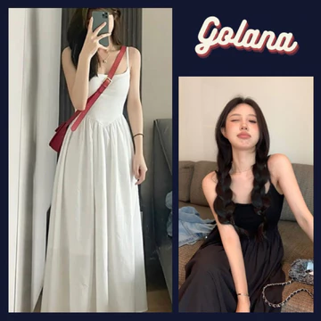VÁY 2 DÂY TRẮNG NỮ CÚP NGỰC Có Mút Ngực, Váy Maxi DÁNG DÀI MẶC 2 KIỂU NỮ TÍNH SUZY DRESS (Có Bigsize)