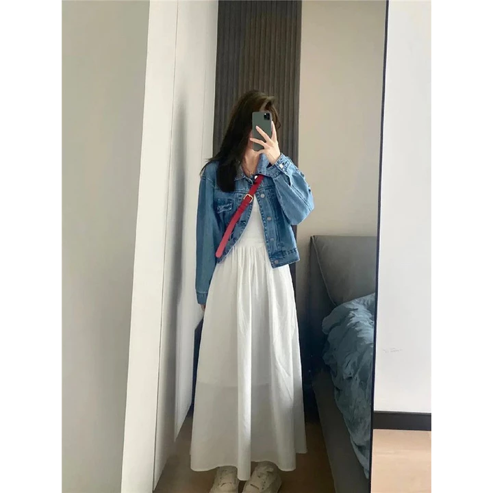 VÁY 2 DÂY TRẮNG NỮ CÚP NGỰC Có Mút Ngực, Váy Maxi DÁNG DÀI MẶC 2 KIỂU NỮ TÍNH SUZY DRESS (Có Bigsize)