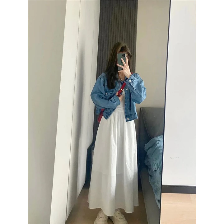 VÁY 2 DÂY TRẮNG NỮ CÚP NGỰC Có Mút Ngực, Váy Maxi DÁNG DÀI MẶC 2 KIỂU NỮ TÍNH SUZY DRESS (Có Bigsize)