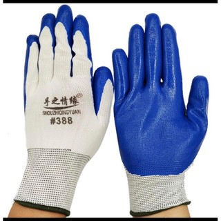 Combo 12 Găng Tay Bảo Hộ Lao Động 388 Phủ Sơn Pu Bảo Vệ Tay, Chống Trơn Trượt Loại 1 Hàng Dày Dặn Ôm Sát Tay