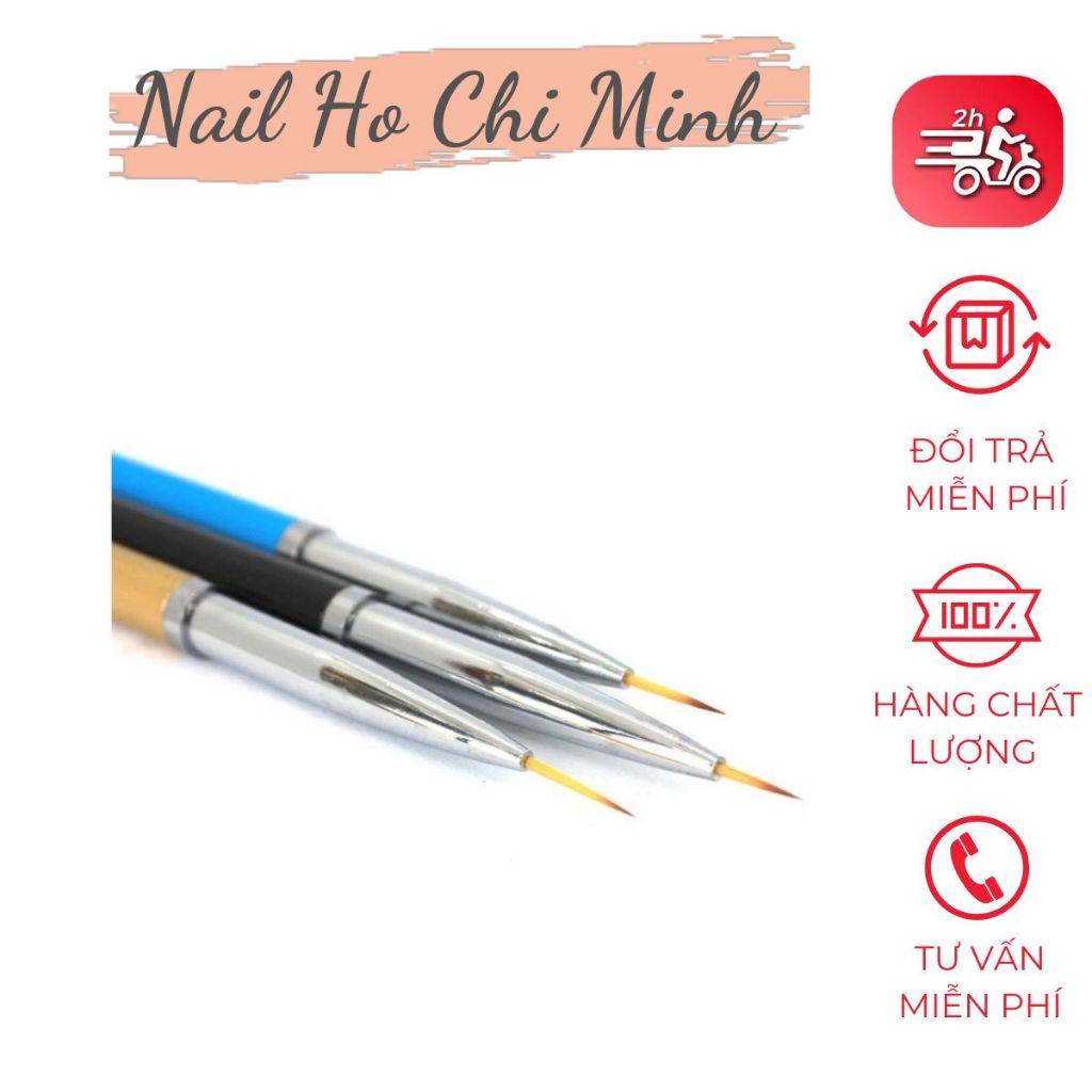 [Gía Tốt] Cọ nét cán gỗ cao cấp 3 sizes (6mm; 9mm; 12mm) - Cọ vẽ nail chuyên dụng (3 cây)
