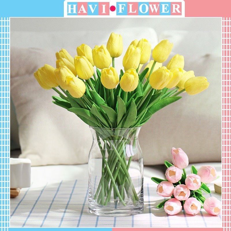 Hoa Giả – Hoa Tulip Havi cao cấp 33cm nhiều màu sắc trang trí xinh xắn, phụ kiện decor
