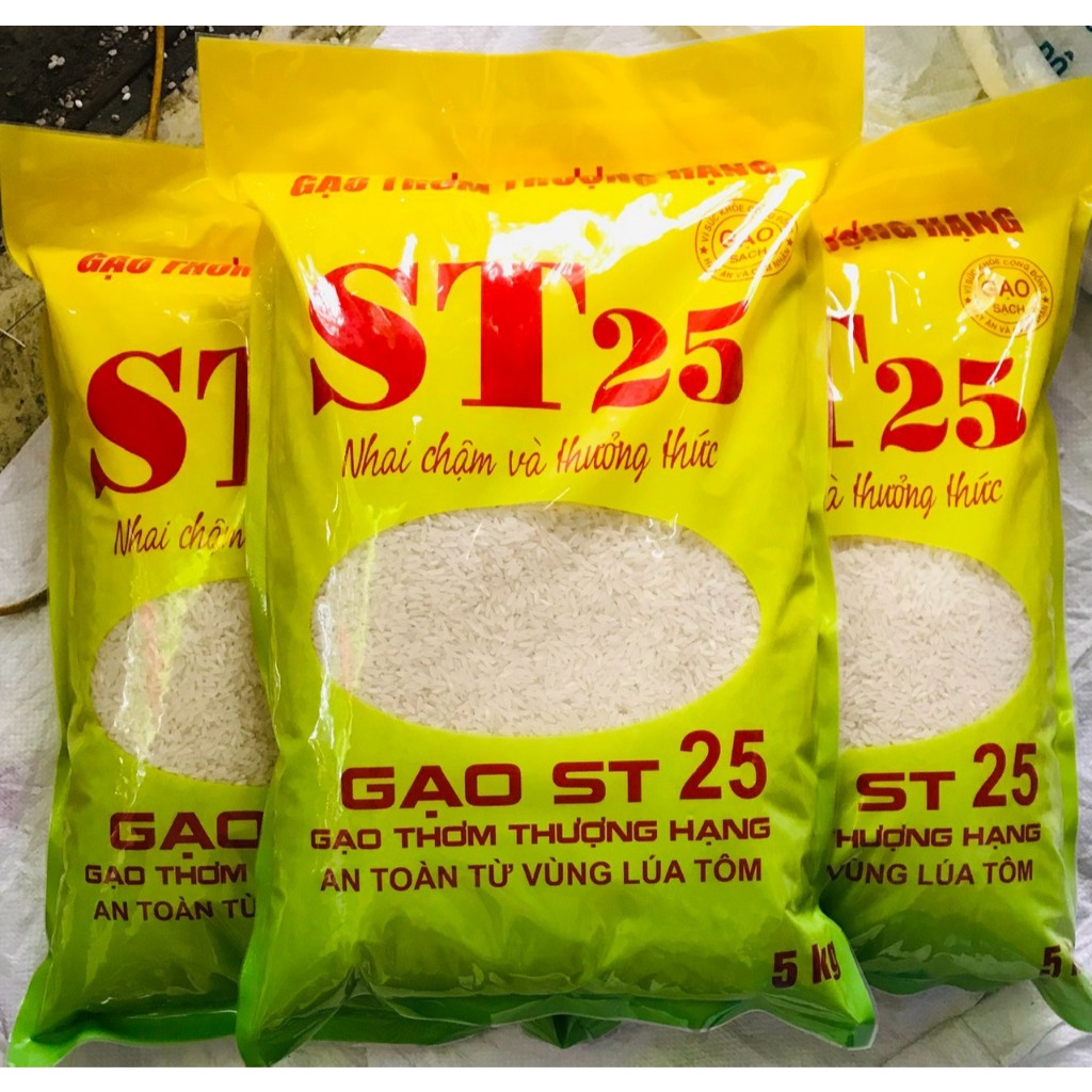 Gạo ST25 đặc sản sóc trăng dẻo đậm cơm thơm phức bao 5 kg] | Shopee ...