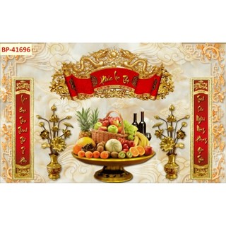 Tranh decor phòng thờ, tranh dán tường phòng thờ, tranh 3D in trên chất liệu vải lụa (shop sẽ gửi kèm keo dán)