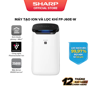 Máy Lọc Không Khí và tạo ion Sharp FP-J60E-W xuất xứ Thái Lan [Máy Lọc Vi Khuẩn, Bụi, Kích Thước Phòng <48m²]BH 12 tháng