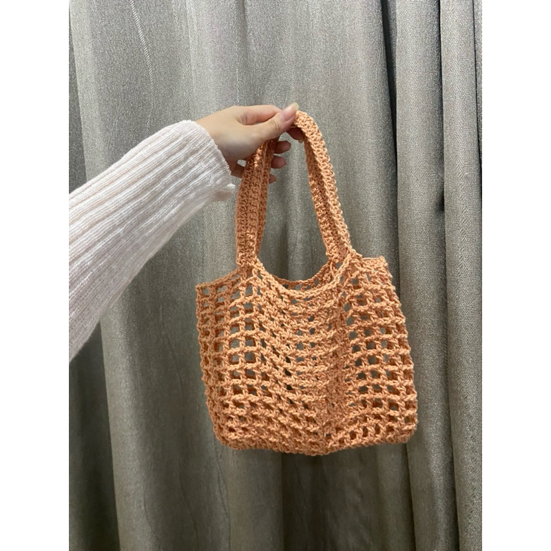 Túi lưới đan len sợi dệt handmade mini đi biển trơn | Shopee Việt Nam