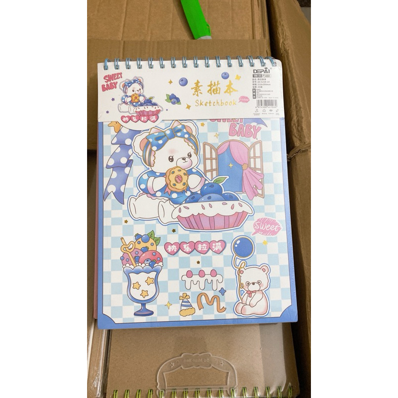 Sổ vẽ, sổ Sketchbook A4 gáy lò xo bìa cứng họa tiết dễ thương (50 tờ / 100 trang)