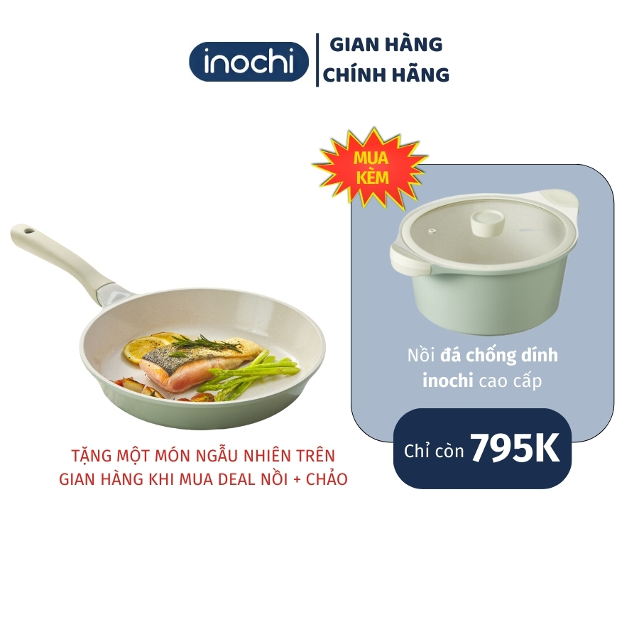 Chảo đá chống dính inochi cao cấp chính hãng 26, 28 cm, chảo xào vân đá ...