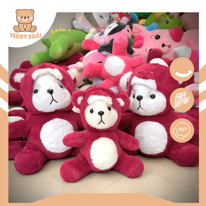 Gấu Bông Lena cosplay Gấu Dâu Tây - Gấu bông siêu cute cao cấp vải mịn - Gấu Bông Teddy Xoài
