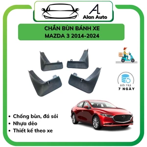 Chắn bùn bánh ô tô Mazda 3 2014-2022, bộ chắn bùn 4 bánh xe, Nhựa dẻo bền bỉ