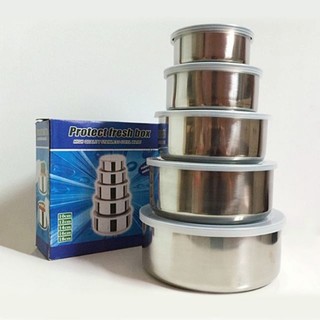 Combo 5 Bát Inox có nắp đậy Đậy