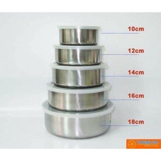 Combo 5 Bát Inox có nắp đậy Đậy