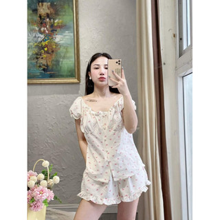 𝗛𝗮̀𝗻𝗴 𝗰𝗵𝗶́𝗻𝗵 𝗵𝗮̃𝗻𝗴 Bộ ngủ pyjama Bena hoạ tiết tim xinh xắn - O.N WORKSHOP